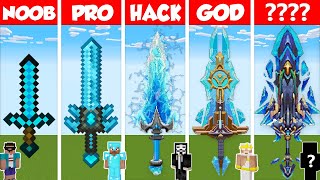 Minecraft DIAMOND SWORD HOUSE BUILD CHALLENGE - NOOB vs PRO vs HACKER vs GOD / A