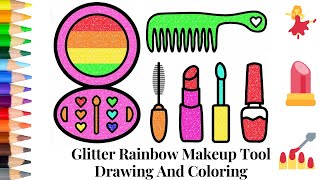 Glitter Rainbow Makeup Tool Drawing And Coloring Pages For Kids | Art video #shorts