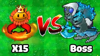 15 Sunflower Queen VS Frost Giant Zombie, Who Will Win? PVZ Hybrid Challenge V2.6.1