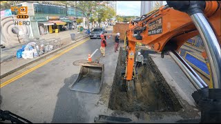 영웅건기 엥콘틸트로테이터(engcon tiltrotator)활용 지역난방 200A 분기 TEE터파기 가시설작업. part.5