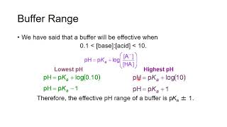 General Chemistry 2 Buffer Range