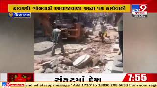 Viramgam: Traders fume as authority demolishes extended areas outside shops at Tower-Golwadi road