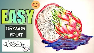 How To Draw A Dragon Fruit Step By Step For Beginners | Easy Dragon Fruit Drawing | Draw Realistic