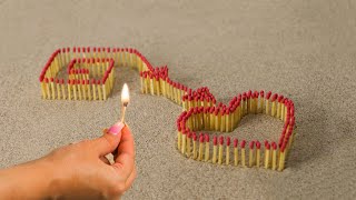 matches  experiment | how to match chain reaction amazing fire domino with heart