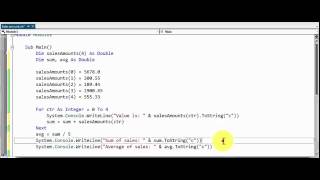 Visual Basic - ARRAYS - Sales Amount, Sum and Average
