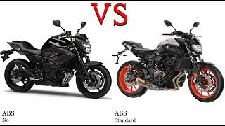 Yamaha XJ6 600 vs Yamaha MT 07 Test specification comparison