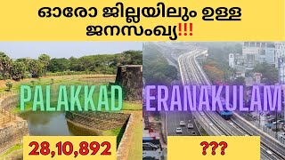 കേരളത്തിലെ ഓരോ ജില്ലയിലും ഉള്ള ജനസംഖ്യ | Total Population Of Every District In Kerala