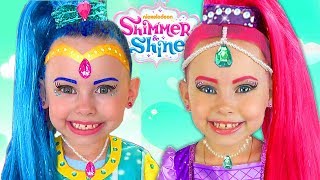 Alice as a Shimmer and Shine in Costumes PRINCESS Pretend Playing with Surprise Toys & Doll