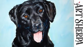 REALISTIC BLACK DOG  Beginners Learn to paint Acrylic Tutorial Step by Step BAQ21 🔴LIVE STREAMING