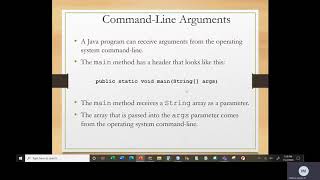Java I Chapter 7 Class 3 Part 1 Command Line Arguments