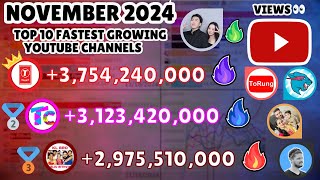 TOP 10 Fastest Growing YouTube Channels (November 2024) - VIEWS