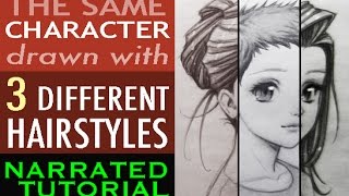 How to Draw Hair: 1 Character, 3 Styles [Narrated Tutorial]