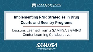 RNR Strategies: Drug Courts and Reentry Programs