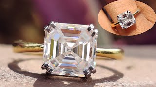 2.77 CT Asscher Colorless Moissanite Solitaire Engagement Ring | Two-Tone Ring | Wedding Ring