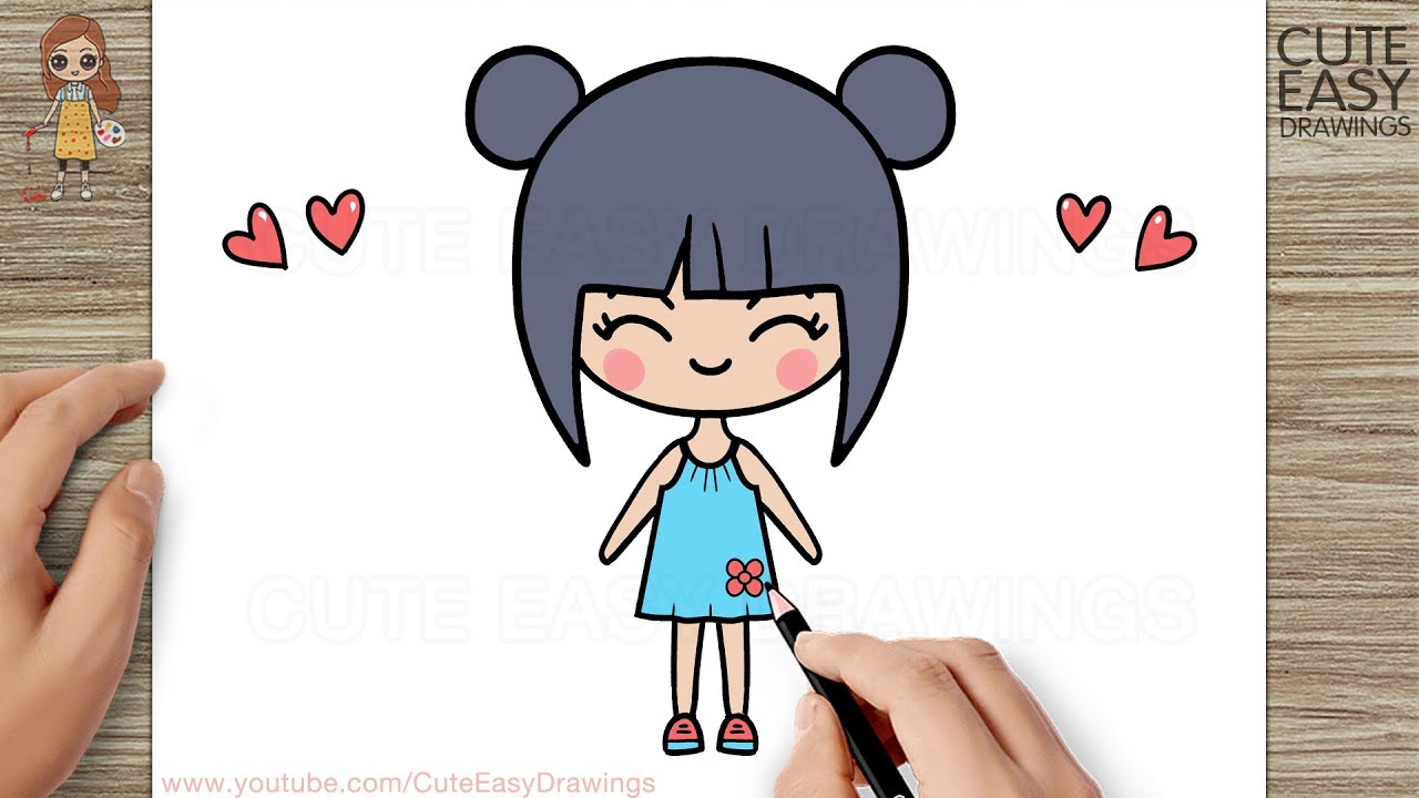 How To Draw A Cute Girl, Easy Drawings - YouTube