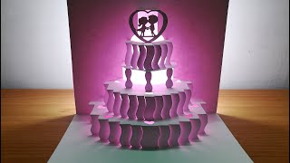 3d Wedding Cake card｜Wedding pop up card｜paper art｜kirigami｜origami architecture｜3d婚禮蛋糕卡片