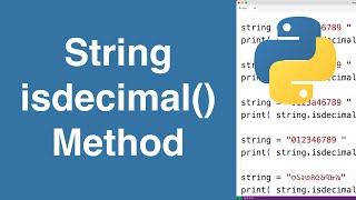 String isdecimal() Method | Python Tutorial