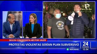 24 horas congresista hector valer habla sobre protestas