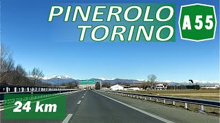 A55 | Driving in ITALY | from PINEROLO to TURIN