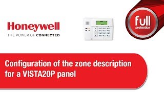 Honeywell - Configuration of the zone description for a VISTA20P panel 2019/03/26