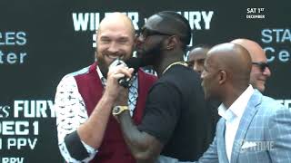 Tyson Fury is too much! Both boxers kicked off stage in New York | Wilder v Fury