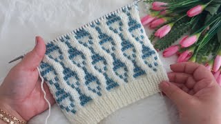 ✅️🍀Görenlerin Çok Beğendiği İki Renkli Örgü Modeli ✅️🍀knitting pattern