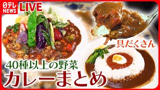 【カレーまとめ】野菜具だくさんカレー 珍しい品種など40種以上 / 100年以上続く黒いカレー / 和風だし使ったスープカレー　など　グルメニュースライブ（日テレNEWSLIVE）