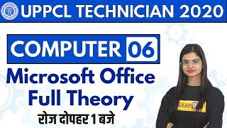 UPPCL Technician Computer | Computer Class | Microsoft Office - Full Theory |Class-6| By Preeti Mam