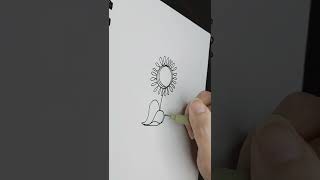 Continuous line doodle + Sunflower | Doodle art | Minimalist drawing