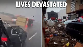 Shocking footage shows the devastating aftermath of deadly Spain floods