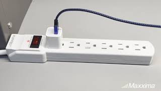 Maxxima 6 Outlet Power Strip - 300 Joules Surge Protection (4 Pack)