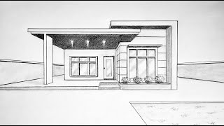 How to draw a simple modern house in one point perspective
