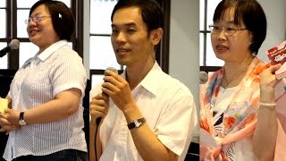 真光堂門訓班學員雷喜玲姐妹、譚文權弟兄、賴秋蘭姐妹見證分享；手語：鍾芳美姐妹。