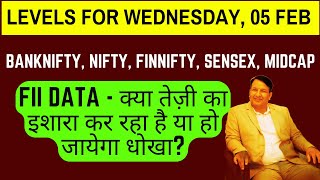 FII DATA SENSEX TOMORROW WEDNESDAY 05 FEB ANALYSIS \u0026 PREDICTIONS NIFTY BANKNIFTY FINNIFTY MIDCAP