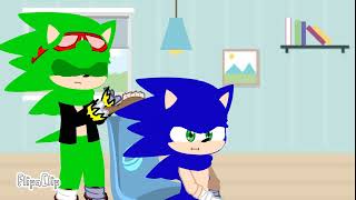 Sonic cortando o cabelo...