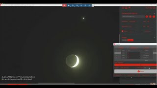 Live satellite video of the Moon and Venus less than 2 degrees apart