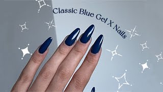 How To Do Gel X Nails At Home (Simple Classic Blue Nails)