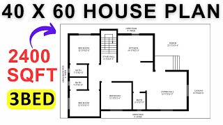 40x60 Modern House Plan Design | 2400 Sq Ft  | 3Bhk House Layout Plan