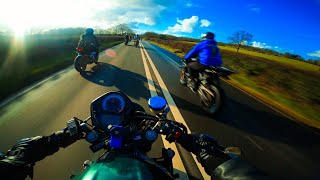 OVER 300 PEOPLE on bikes going wild at the @0000s_r7 ride out || Suzuki SV650 [Pure Sound] [4K]