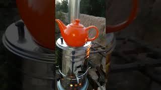 Tabriz charcoal samovar test and the very good taste of Lahijan tea, Iranian tea #samavar #سماور