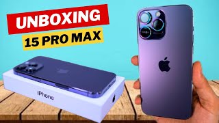 iphone 15 PRO MAX Unboxing 🔥First Look Deep Purple😍 15 pro max unboxing review