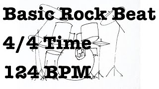 124 BPM Rock Drum Beat - 4/4 Time - Rock Drum Backing Track- Drum Loop 124 Beats per Minute - 124BPM