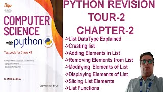 CBSE || CLASS 12 || PYTHON REVISION TOUR || CHAPTER-2 || LIST || CREATION || INSERTION || FUNCTIONS