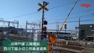 【JR神戸線 山陽電鉄】 西川下踏切 列車通過集