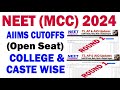 NEET 2024 AIIMS CUTOFFS ROUND1 COLLEGE & CASTE WISE