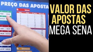 VALOR DE APOSTA MEGA SENA 2024 - VALOR DA APOSTA DE 6, 7, 8, 9, 10, 11, 12, 13, 14, E 15 NÚMEROS