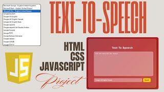 Build a Text to Speech App in HTML, CSS & JavaScript | Web Speech API Tutorial | Beginner Friendly