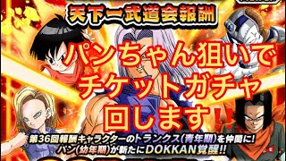 ドッカンバトル　天下一武道会報酬SSR確定チケットガチャ　パンちゃん狙います