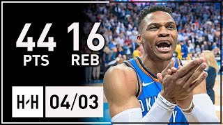 Russell Westbrook Full Highlights Thunder vs Warriors (2018.04.03) - 44 Points, 16 Reb, 6 Assists!