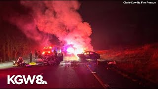 Two drivers killed in wrong-way crash on I-5 in Clark County, troopers say